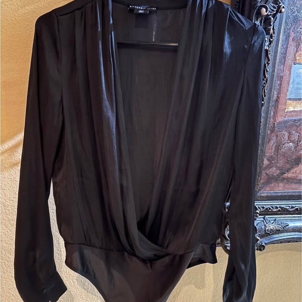 Elegant Black Drape Bodysuit